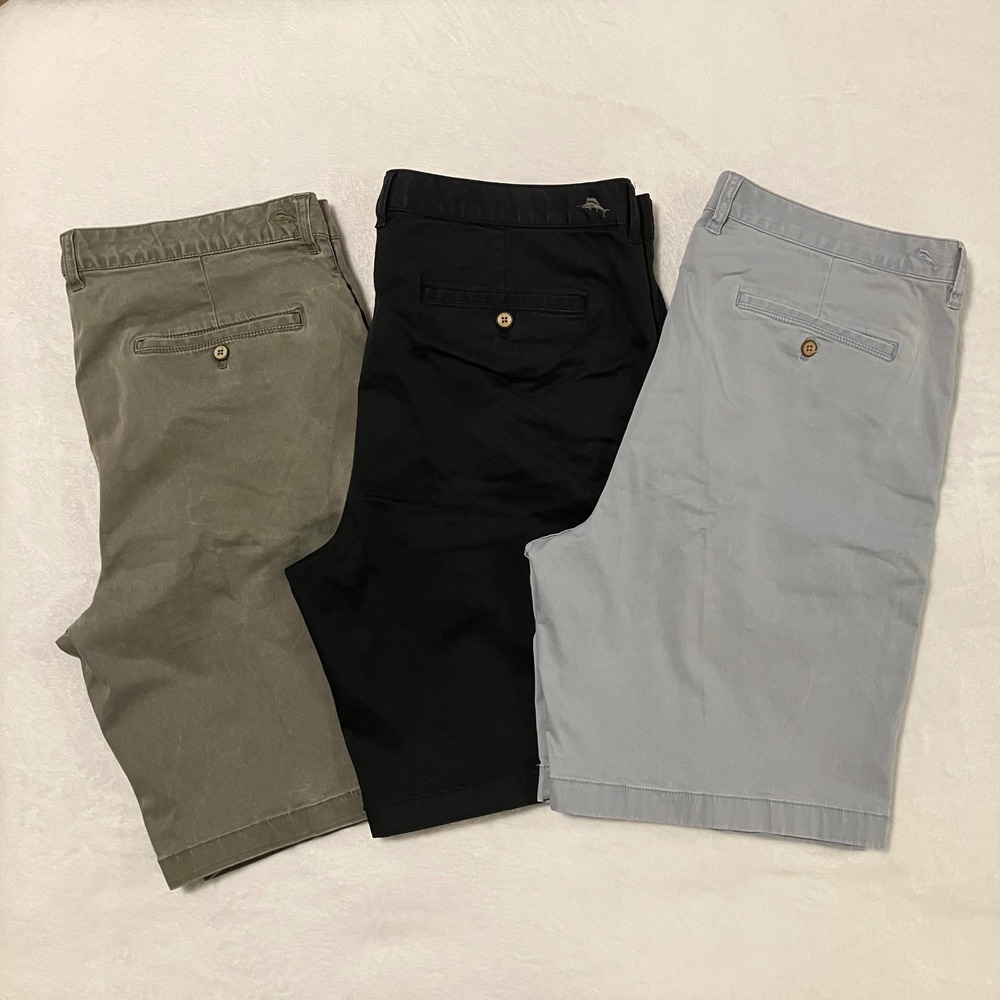 Tommy Bahama Boracay 10" Chino Shorts Men's Size 38 Lot of 3 Black Grey Green